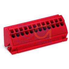 Busbar terminal block, for (10 x 3) mm busbars, without push-buttons, red