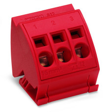 Busbar terminal block, for (10 x 3) mm busbars, without push-buttons, red