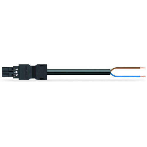 pre-assembled connecting cable, Eca, Plug/open-ended, black