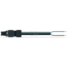 pre-assembled connecting cable, Eca, Socket/open-ended, black