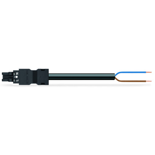 pre-assembled connecting cable, Eca, Socket/open-ended, black