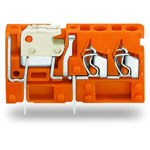 Stackable 2-conductor PCB terminal block, with knife disconnect, 2.5 mm&sup2;, orange