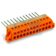 Feedthrough terminal block, Conductor/wire-wrap connection, Plate thickness: 1.5 mm, orange