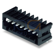 THR male header, 0.8 x 0.8 mm solder pin, angled, black