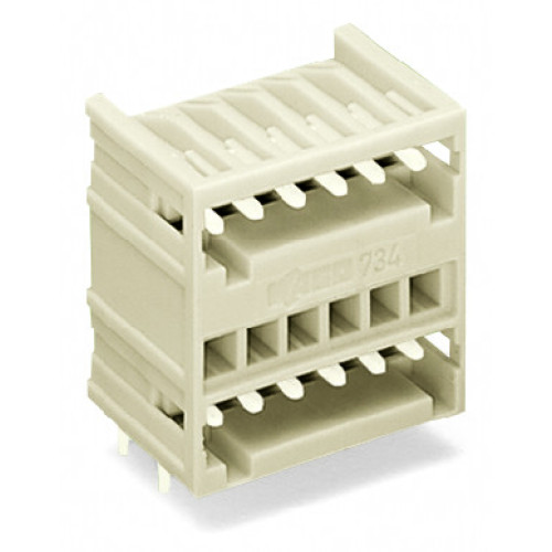 THT double-deck male header, 1.0 x 1.0 mm solder pin, angled, light gray