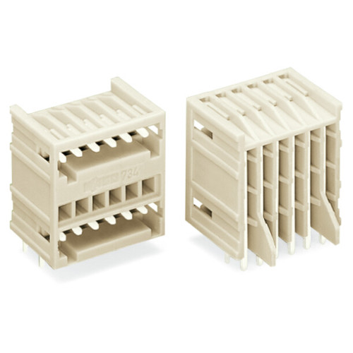 THT double-deck male header, 1.0 x 1.0 mm solder pin, angled, light gray