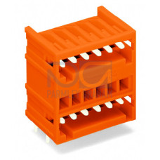 THT double-deck male header, 1.0 x 1.0 mm solder pin, angled, orange