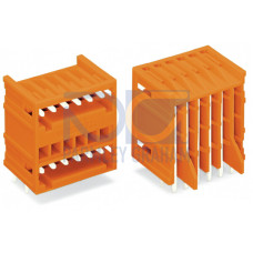 THT double-deck male header, 1.0 x 1.0 mm solder pin, angled, orange