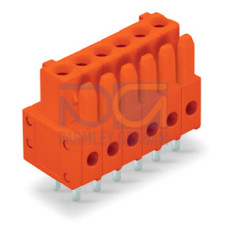 THT female header, straight, Pin spacing 3.81 mm, orange