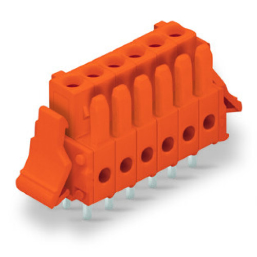 THT female header, straight, Pin spacing 3.81 mm, orange