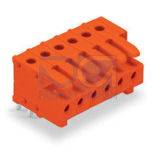 THT female header, angled, Pin spacing 3.81 mm, orange