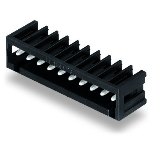 THR male header, 1.0 x 1.0 mm solder pin, angled, black