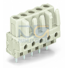 THT female header, straight, Pin spacing 5 mm, light gray