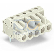 THT female header, angled, Pin spacing 5 mm, light gray