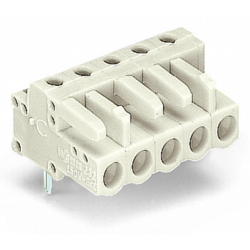 THT female header, angled, Pin spacing 5 mm, light gray