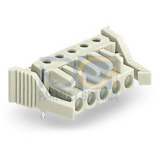 THT female header, angled, Pin spacing 5 mm, light gray