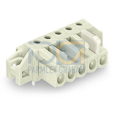 THT female header, angled, Pin spacing 5 mm, light gray