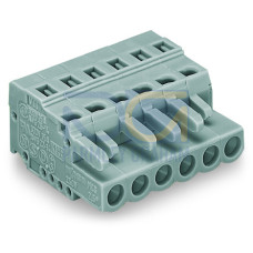 Female Connector, With Integrated End Plate 2-Pole Gray