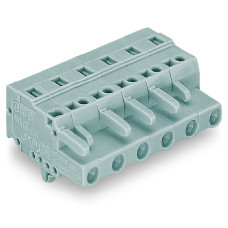 Female connector with snap-in mounting feet 16-pole gray