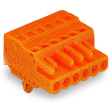 Female Connector, With Snap-In Mounting Foot 2-Pole Orange