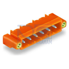 THT male header, 1.0 x 1.0 mm solder pin, angled, orange