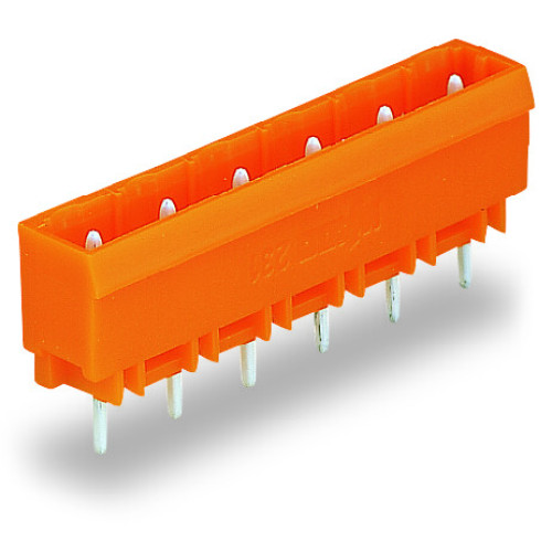THT male header, 1.2 x 1.2 mm solder pin, straight, orange