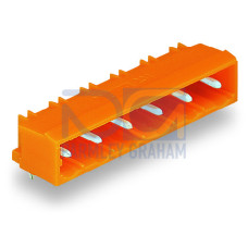 THT male header, 1.0 x 1.0 mm solder pin, angled, orange