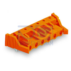 THT female header, angled, Pin spacing 7.62 mm, orange