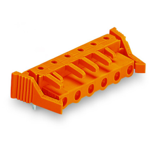 THT female header, angled, Pin spacing 7.62 mm, orange
