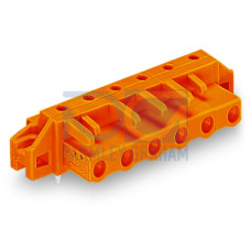 THT female header, angled, Pin spacing 7.62 mm, orange
