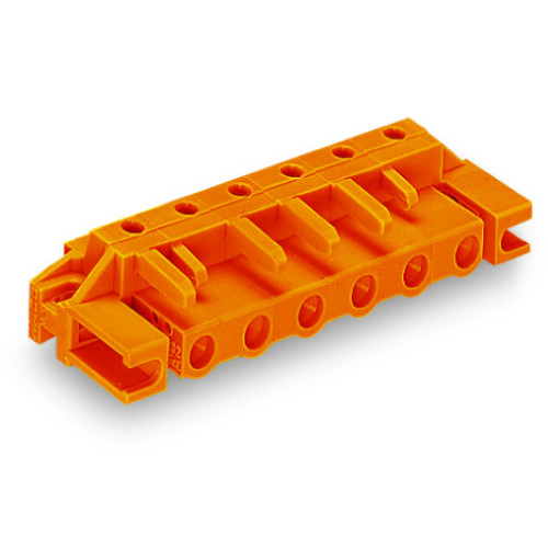 THT female header, angled, Pin spacing 7.62 mm, orange