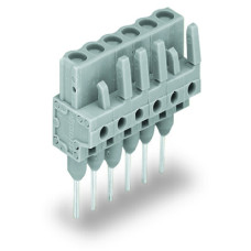 Female connector for rail-mount terminal blocks, 0.6 x 1 mm pins, straight, gray