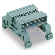Double pin header, DIN-35 rail mounting, 4-pole, gray