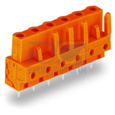 THT female header, straight, Pin spacing 7.62 mm, orange