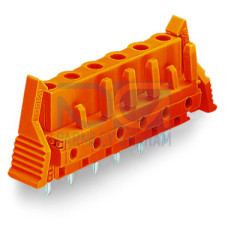 THT female header, straight, Pin spacing 7.62 mm, orange