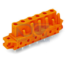 THT female header, straight, Pin spacing 7.62 mm, orange