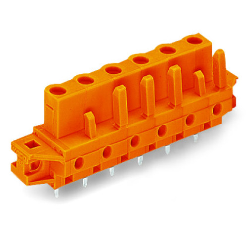 THT female header, straight, Pin spacing 7.62 mm, orange