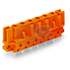 THT female header, straight, Pin spacing 7.62 mm, orange