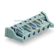 THT female header, angled, Pin spacing 7.5 mm, gray