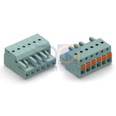 1-conductor female connector, push-button, Push-in CAGE CLAMP, 2.5 mm, Pin spacing 5 mm, 3-pole, wit