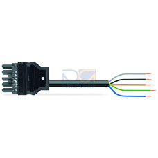 pre-assembled connecting cable, Eca, Socket/open-ended, dark gray