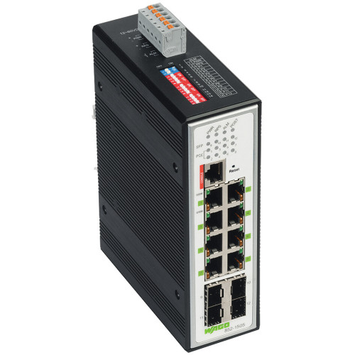 Industrial Managed Switch, 8 Ports 1000Base-T, 4-Slot 1000BASE-SX/LX, black metallic