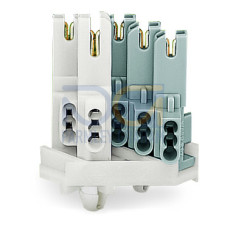 Female connector, without ground contact, with snap-in mounting feet, white