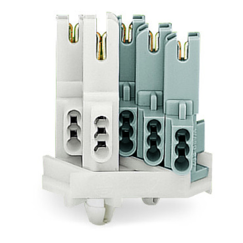 Female connector, without ground contact, with snap-in mounting feet, white