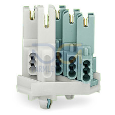 Female connector, with direct ground contact, with snap-in mounting feet, white