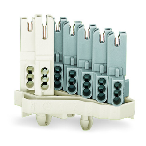 Female connector, without ground contact, with snap-in mounting feet, white