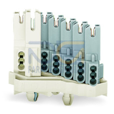 Female connector, with direct ground contact, with snap-in mounting feet, white