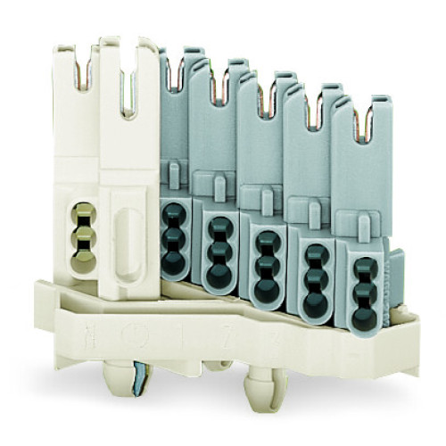 Female connector, with direct ground contact, with snap-in mounting feet, white