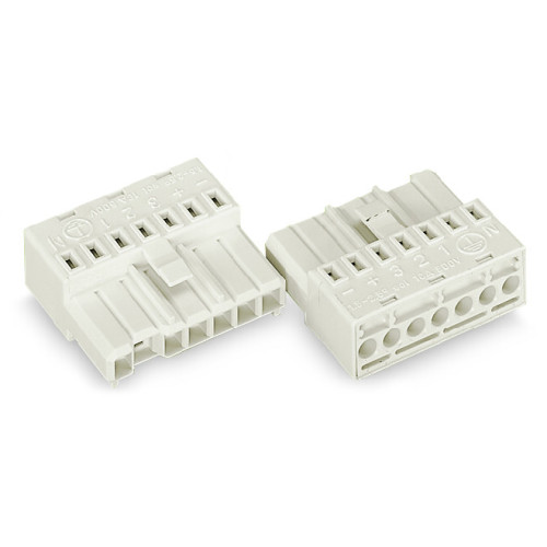 Female connector, without ground contact, 7-pole, white