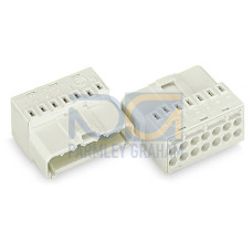 Male connector with connect. for ground, without ground contact, 5-pole, white